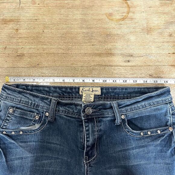 Earl Jeans cropped denim jeans bling pockets size 10 rhinestones - Picture 4 of 5